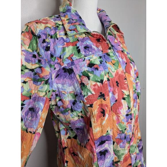 Drapers & Damons Floral Stretch Long Sleeve Collared Jacket Blazer, Womens Large - Picture 6 of 11